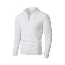 Suéter Masculino Leve De Lã Com Zíper, Gola Alta, Casual, Cor Sólida, Cardigã Quente Para