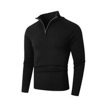 Suéter Masculino Leve De Lã Com Zíper, Gola Alta, Casual, Cor Sólida, Cardigã Quente Para