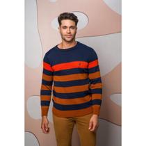 Suéter Masculino Listrado em Tricot Quentinho Estiloso
