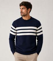 Suéter Masculino Listrado Tricot Diametro Azul Suéter Masculino Listrado Tricot Diametro Azul