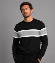 Suéter Masculino Listrado Tricot Diametro Preto