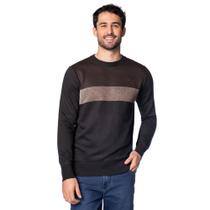 Suéter Masculino Open Shock Listrado Café/Preto Suéter Masculino Open Shock Listrado Café/Preto