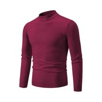 Suéter Masculino Oversized De Gola Redonda Em Tricô, Quente, Cor Sólida, Pullover Elástico Para O