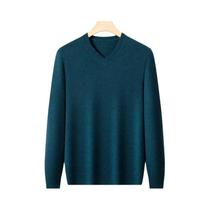 Suéter Masculino Oversized De Tricô Com Decote Em V, Cor Sólida, Pulôver Quente De Gola Redonda Para