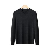 Suéter Masculino Oversized De Tricô Com Decote Em V, Cor Sólida, Pulôver Quente De Gola Redonda Para