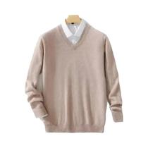 Suéter Masculino plus Size De Cashmere Com Decote Em V, Malha Quente Para Outono E Inverno