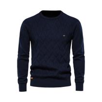 Suéter Masculino Quente De Tricô Gola Redonda Manga Longa Cor Sólida Moda Inverno AIOPESON