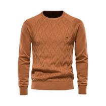 Suéter Masculino Quente De Tricô Gola Redonda Manga Longa Cor Sólida Moda Inverno AIOPESON