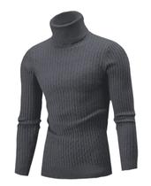 Suéter masculino QZH.DUAO de gola alta, fino, estampado em forma de torção