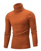 Suéter masculino QZH.DUAO, gola alta, cabo fino, tricotado