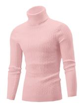 Suéter masculino QZH.DUAO, gola alta, modelagem justa, torcida, tricotada
