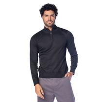 Suéter Masculino Sea Surf Tricot Gola Alta Zíper Preto