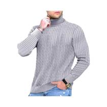 Suéter Masculino Slim Fit De Gola Alta Em Tricô, Quente E Moderno Para Outono/Inverno, Pulôver