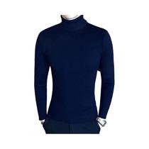 Suéter Masculino Slim Fit De Gola Alta, Pulôver De Malha Quente Para O Inverno, Algodão Coreano, Cor