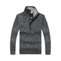 Suéter Masculino Slim Fit De Lã Com Gola Alta E Meio Zíper, Quente E Tricotado Para a Primavera