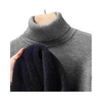 Suéter Masculino Slim Fit De Manga Longa Com Gola Alta, Anti-Pilling, Alta Qualidade, Pullover Em