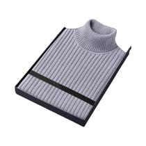 Suéter Masculino Slim Fit De Manga Longa Com Gola Alta, Casual, Listrado, Tricotado, Quente, Para O