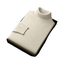 Suéter Masculino Slim Fit De Manga Longa Com Gola Alta, Tricô Em Cor Sólida, Pullover Leve, Moda De