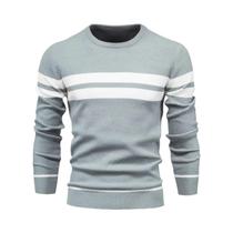 Suéter Masculino Slim Fit De Manga Longa Com Gola O E Patchwork, Quente E Casual, Moda Outono