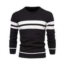Suéter Masculino Slim Fit De Manga Longa Com Gola O E Patchwork, Quente E Casual, Moda Outono