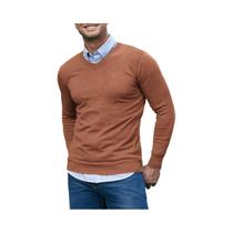 Suéter Masculino Slim Fit De Tricô Com Decote Em V, Leve, Respirável, De Manga Longa, Casual