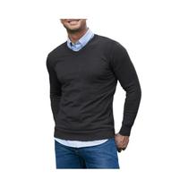Suéter Masculino Slim Fit De Tricô Com Decote Em V, Leve, Respirável, De Manga Longa, Casual