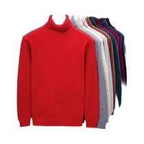 Suéter Masculino Slim Fit De Tricô Gola Alta Outono Alta Qualidade Anti-Pilling Manga Longa Cor
