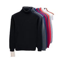 Suéter Masculino Slim Fit De Tricô Gola Alta Outono Alta Qualidade Anti-Pilling Manga Longa Cor