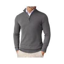Suéter Masculino Slim Fit Leve Com Zíper De Um Quarto, Gola Alta, Tricô Para Uso Externo E