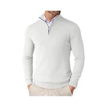 Suéter Masculino Slim Fit Leve Com Zíper De Um Quarto, Gola Alta, Tricô Para Uso Externo E