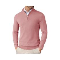 Suéter Masculino Slim Fit Leve Com Zíper De Um Quarto, Gola Alta, Tricô Para Uso Externo E