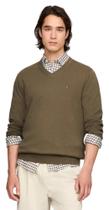 Suéter Masculino Tommy Hilfiger com Decote V - Coleção 2024 - Verde Militar
