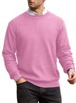 Suéter masculino Zaitun, gola redonda, malha waffle, manga comprida, roxo Suéter masculino Zaitun, gola redonda, malha waffle, manga comprida, roxo