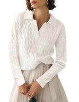 Suéter Micoson Fall para mulheres com gola em V, pulôver de malha