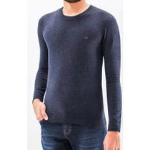 Suéter Ogochi Tricot Slim Azul Marinho Mescla: