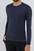 Suéter Ogochi Tricot Trabalhado Slim Azul Marinho: