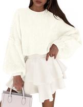 Suéter Oversized de Punto Grueso PRETTYGARDEN Branco M Suéter Oversized de Punto Grueso PRETTYGARDEN Branco M