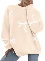 Suéter Oversized PRETTYGARDEN com Laço Tricotado Abricot XL Suéter Oversized PRETTYGARDEN com Laço Tricotado Abricot XL