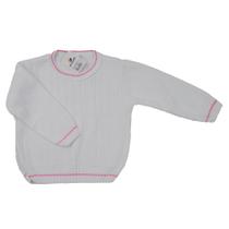 Suéter para Bebê Menina de Tricô Branco Duwell