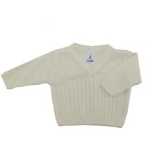 Suéter para Bebê Menina de Tricô Trabalhado Creme Duwell