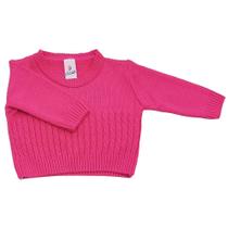 Suéter para Bebê Menina de Tricô Trabalhado Pink Duwell