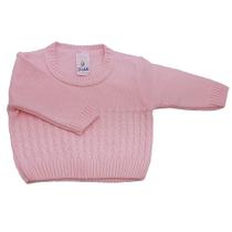 Suéter para Bebê Menina de Tricô Trabalhado Rosa Duwell