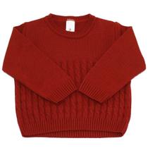 Suéter para Bebê Menina de Tricô Trabalhado Vermelho Duwell