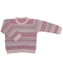 Suéter para Bebê Menina em Tricô Estampado Duwell