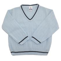 Suéter para Bebê Menino de Tricô Azul Claro Duwell
