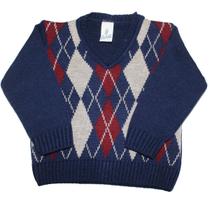 Suéter para Bebê Menino de Tricô Estampado Marinho Duwell