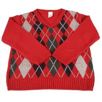 Suéter para Bebê Menino de Tricô Estampado Vermelho Duwell