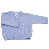 Suéter para Bebê Menino de Tricô Trabalhado Azul claro Duwell
