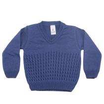 Suéter para Bebê Menino de Tricô Trabalhado Azul JeansDuwell