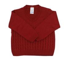 Suéter para Bebê Menino de Tricô Trabalhado Vermelho Duwell